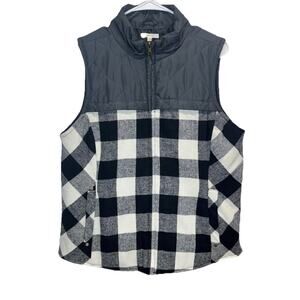 Maurices Buffalo Plaid Wool Blend Quilted Vest Full Zip Pockets Womens Size XL